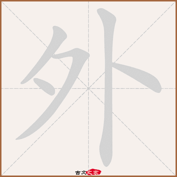 外字笔顺动画外字笔顺相关词语及拼音其它字典出处:[ 古文字诂林 ]:06