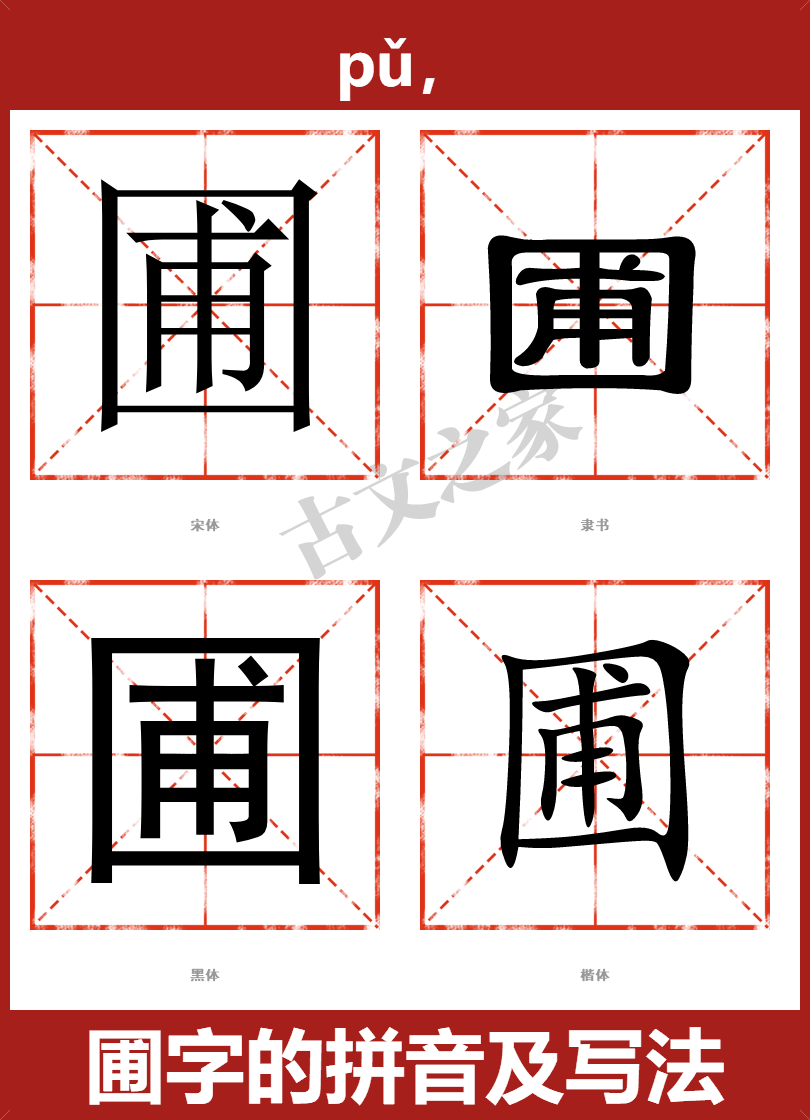 1906,  "圃"字,部首为:囗,总笔画:十画,部外笔画:七画,字形分解:囗甫