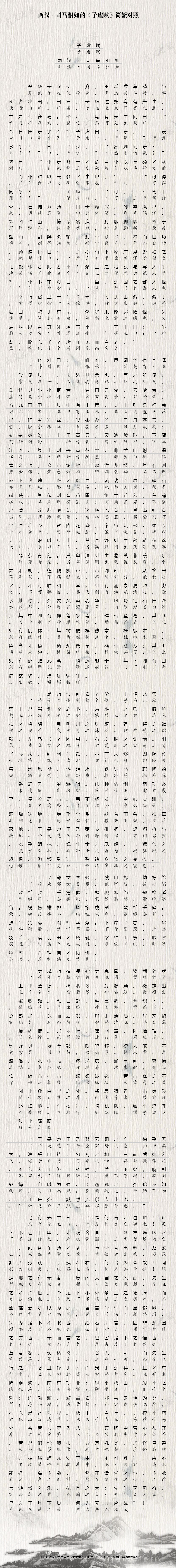 子虚赋繁体版全文司马相如