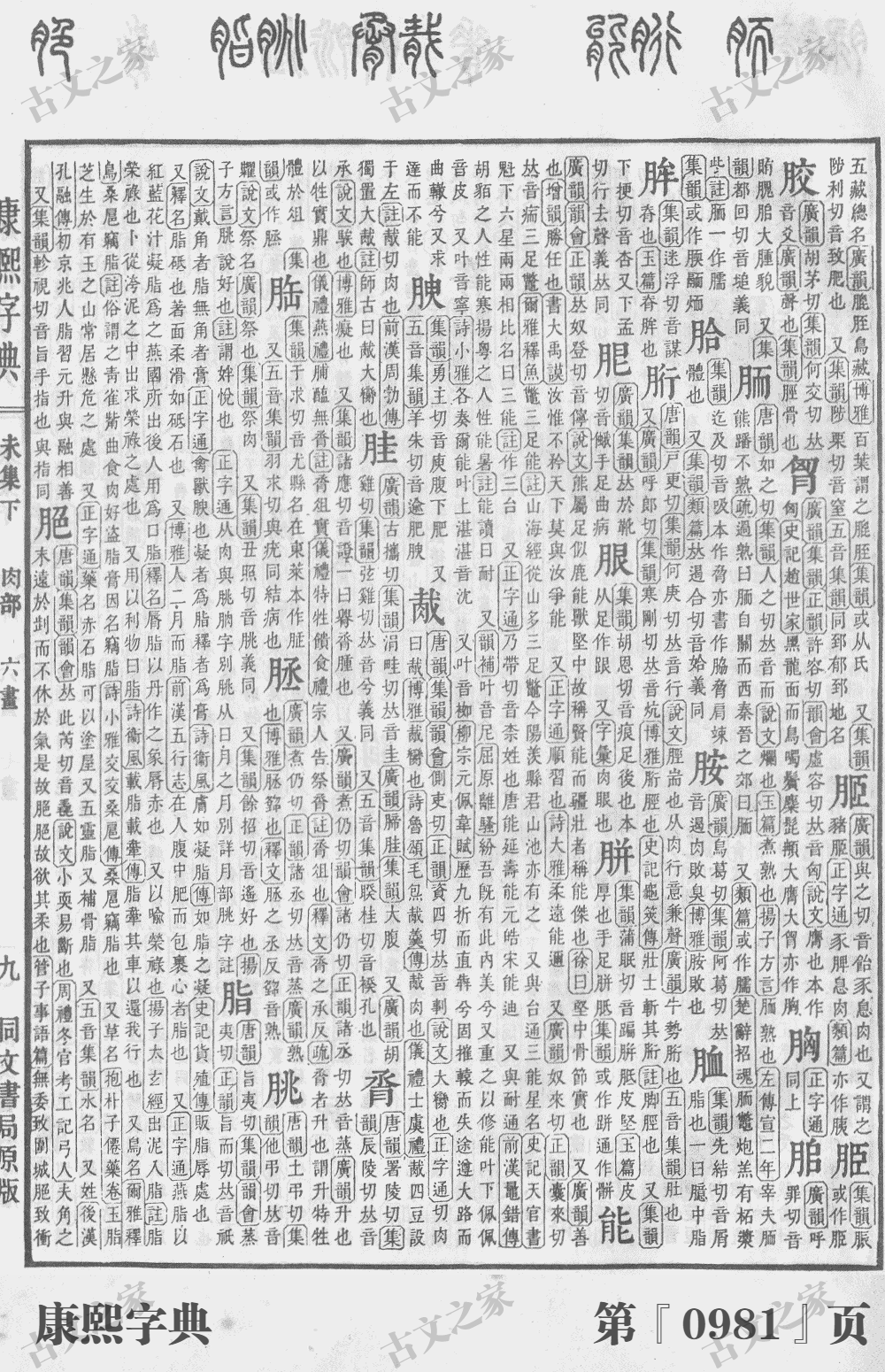 脂字在康熙字典的位置