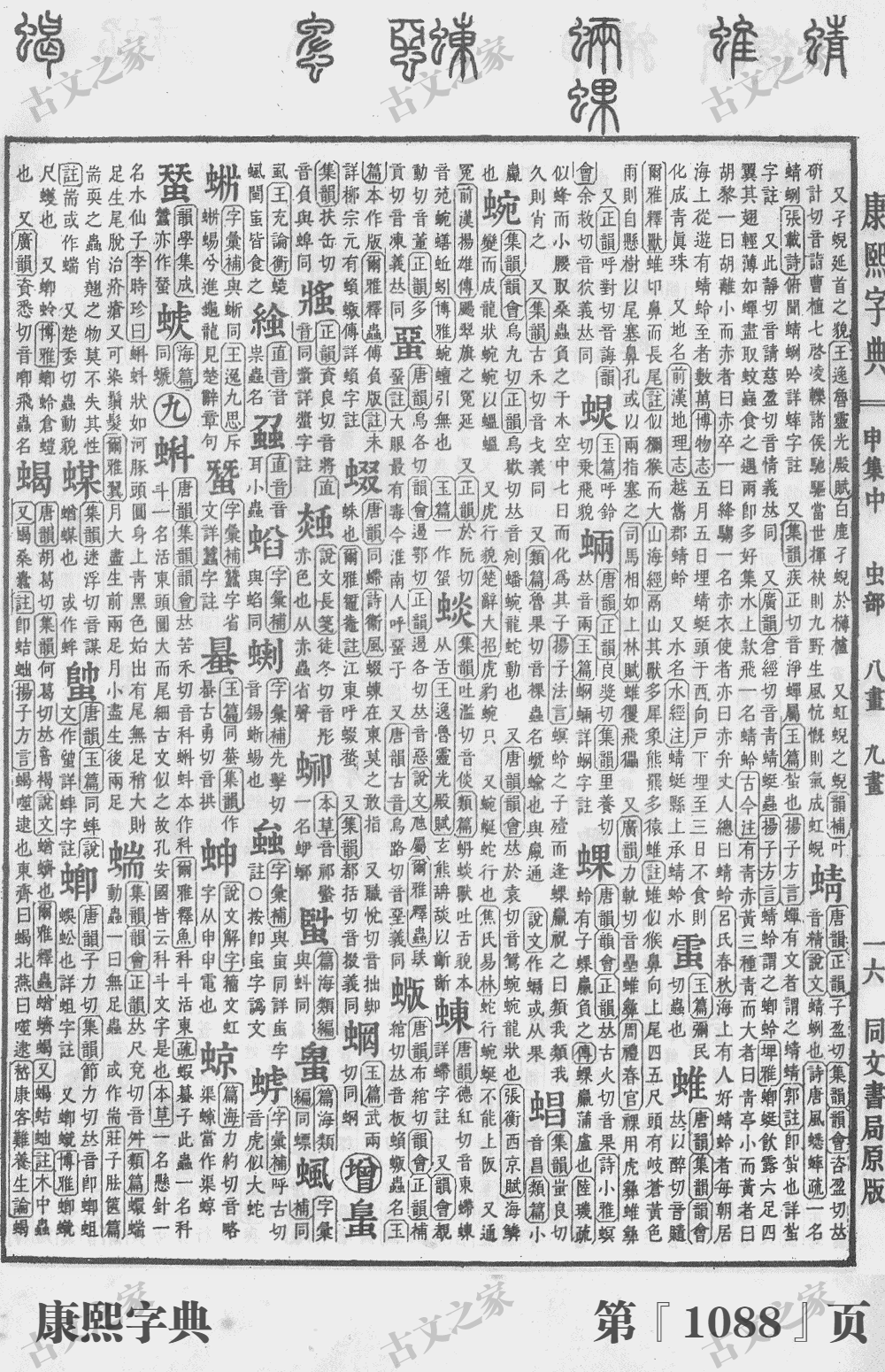 蜿字在康熙字典的位置