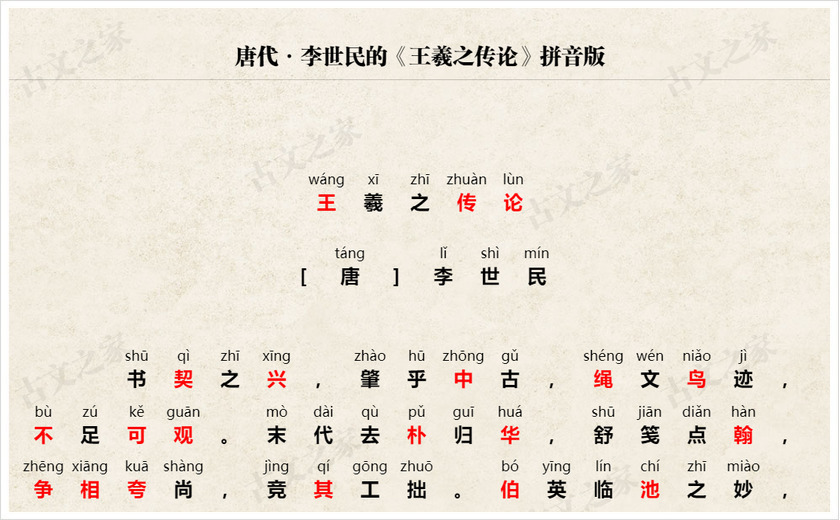 《王羲之传论》拼音版
