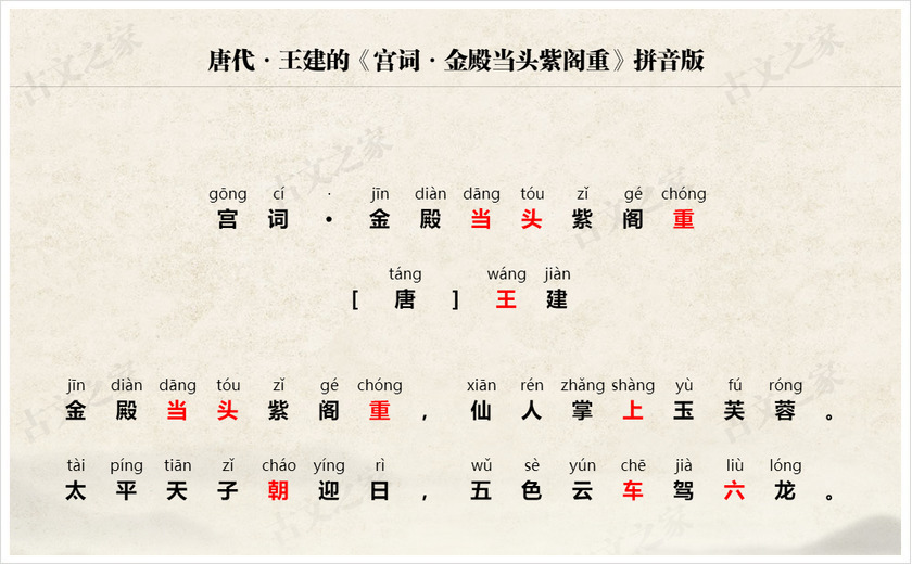 《宫词·金殿当头紫阁重》拼音版